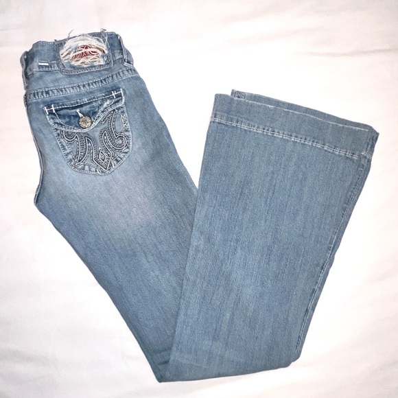Y2K Low Rise MEK Denim USA Seychelles Flare Light Blue Jeans Women’s Size 25 - Picture 2 of 11